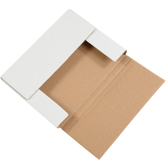 9 5/8 x 6 5/8 x 3 1/2 White Easy-Fold Mailers  50/Bundle